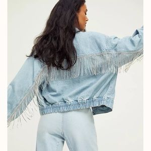 Free people Comet Denim Bomber Jacket